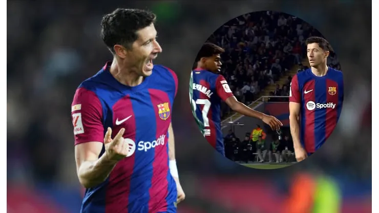 Robert Lewandowski y Lamine Yamal en Barcelona.