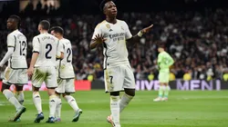 Vinicius celebra uno de sus goles ante Valencia.