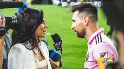 Antonella González entrevistando a Lionel Messi.