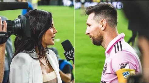 Antonella González entrevistando a Lionel Messi.