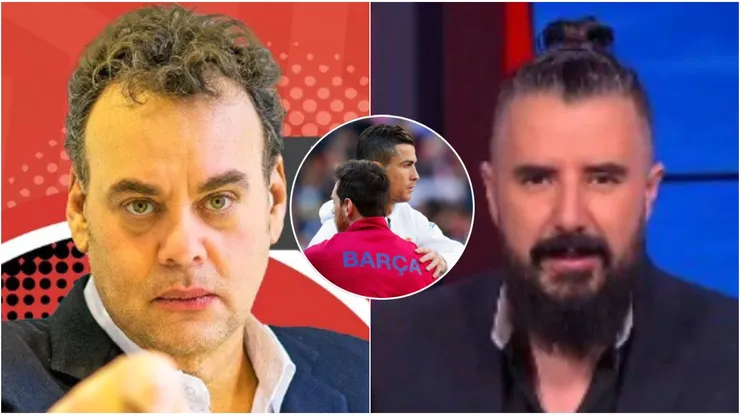 David Faitelson, Lionel Messi, Cristiano Ronaldo y Álvaro Morales.