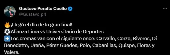 Gustavo Peralta reveló cómo formará Universitario de Deportes. (Foto: Twitter).