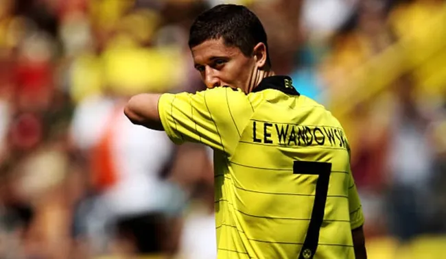 Robert Lewandowski durante su crisis de 11 partidos en Dortmund: Getty Images