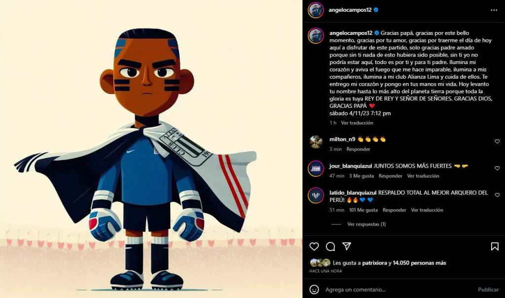 Publicación de Ángelo Campos en Instagram. (Foto: Instagram).