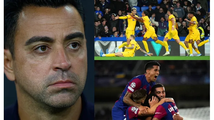 Xavi y sus jugadores.