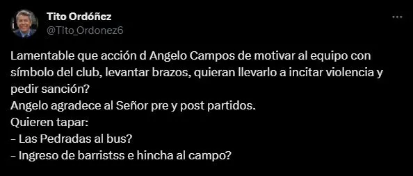 Tito Ordoñez contesta a Jean Ferrari. (Foto: Twitter).