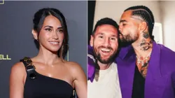 Antonela Roccuzzo, Lionel Messi y Maluma.