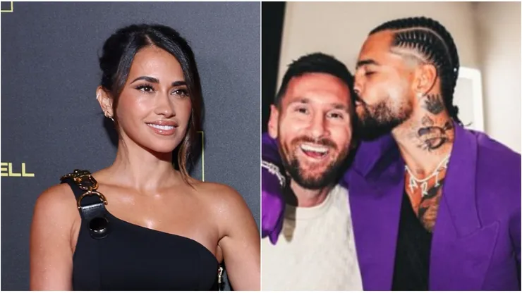Antonela Roccuzzo, Lionel Messi y Maluma.