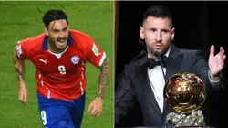 Mauricio Pinilla y Lionel Messi.