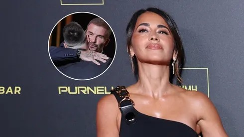Leo Messi, David Beckham y Antonela Roccuzzo en el Balón de Oro 2023.