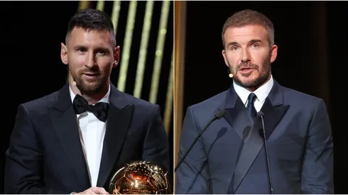 Leo Messi y David Beckham en el Balón de Oro 2023.