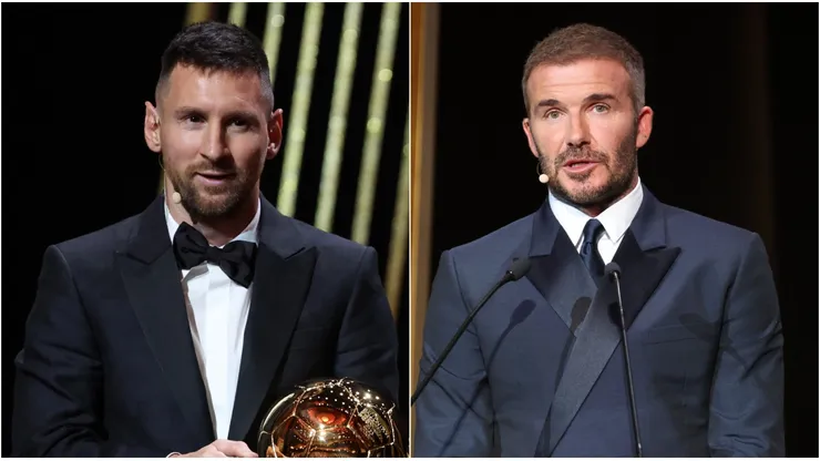 Leo Messi y David Beckham en el Balón de Oro 2023.