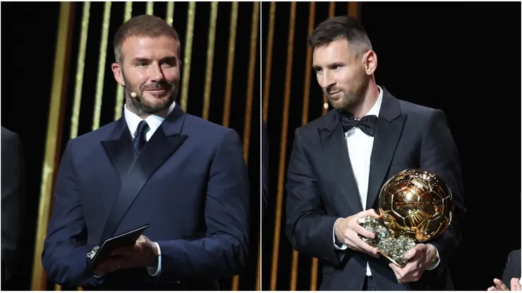 David Beckham y Lionel Messi en la gala del Balón de Oro 2023.