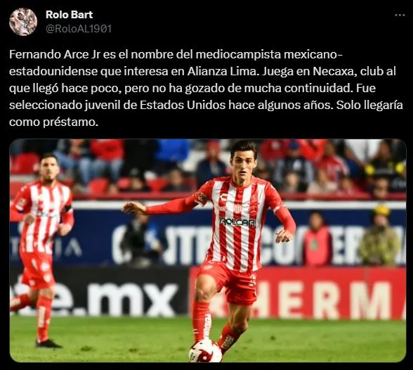 Fernando Arce sería el último refuerzo en Alianza Lima. (Foto: Twitter).Fernando Arce jugando en el Necaxa de México. (Foto: Getty).Fernando Arce podría jugar en Alianza Lima. (Foto: Twitter).