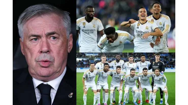 Carlo Ancelotti y sus jugadores en Real Madrid.