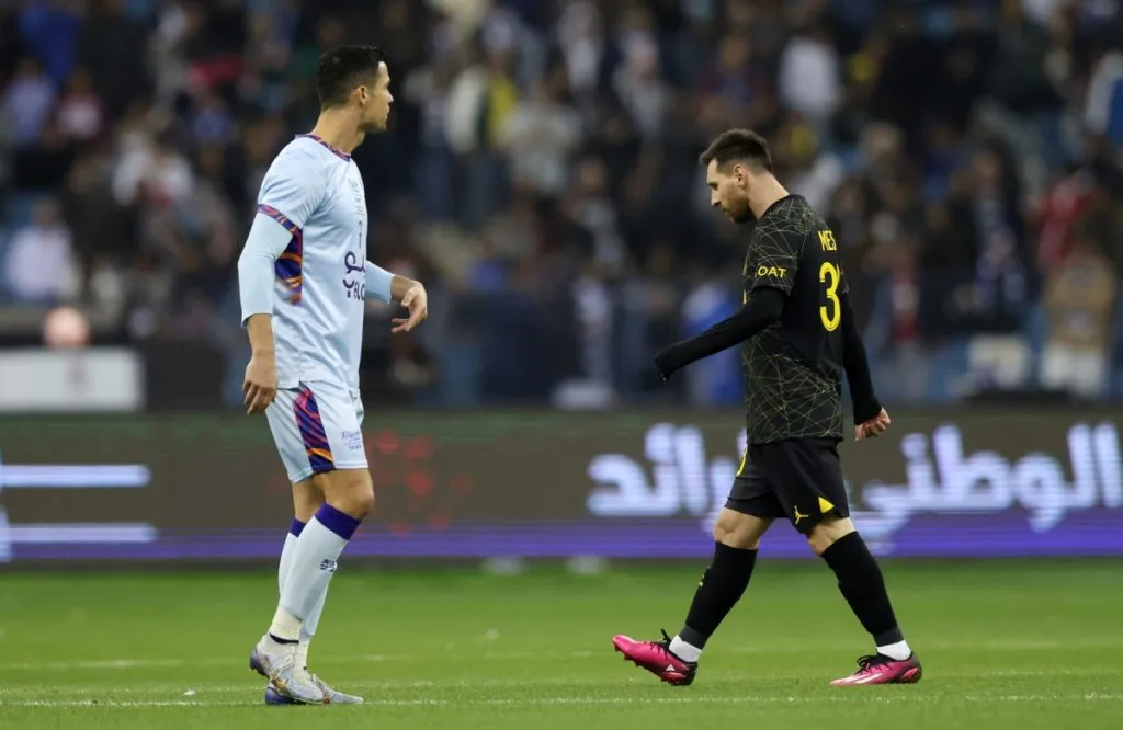 Lionel Messi vs. Cristiano Ronaldo durante el último amistoso entre ambos por Arabia Saudita: Getty Images