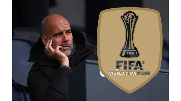 Pep Guardiola, entrenador del Manchester City y parche de campeón del mundo.