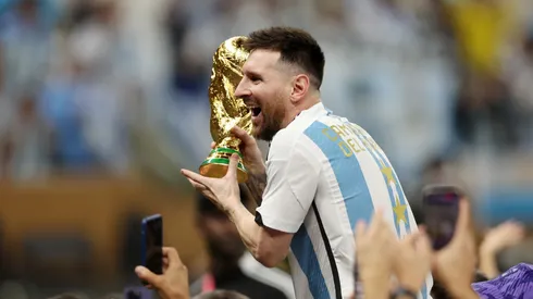 Lionel Messi y sus festejos en Lusail tras conseguir la Copa del Mundo.