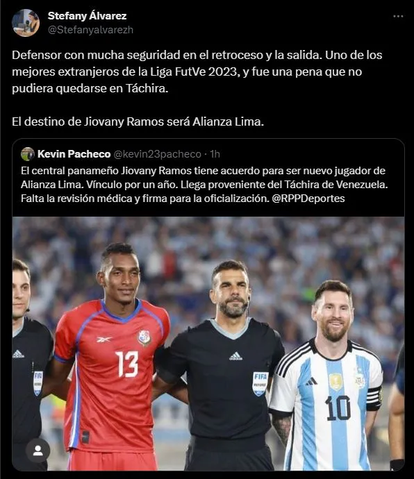 Información reciente sobre Jiovany Ramos. (Foto: Twitter).Jiovany Ramos posando en un partido entre Argentina y Panamá. (Foto: Twitter).