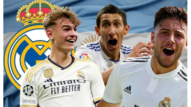 Nico Paz, Ángel Di maría y Francisco Feuillassier en Real Madrid.