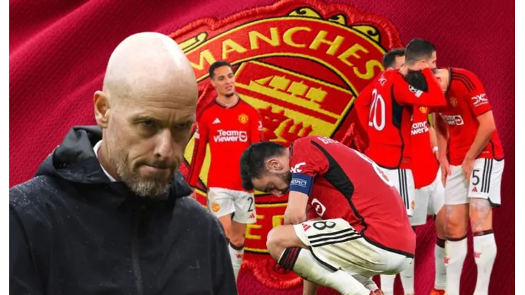 Erik Ten Hag y sus jugadores en Manchester United.