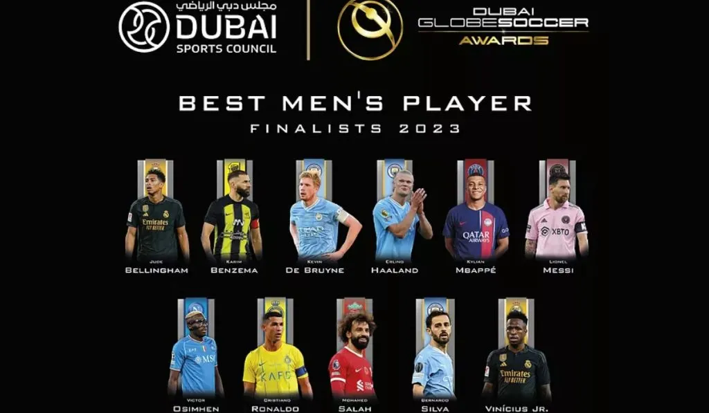 Lionel Messi y los nominados a mejor jugador de los Dubái Soccer Awards: DSA