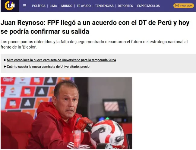 Confirmación del fin de contrato de Juan Reynoso. (Foto: Latina Noticias).