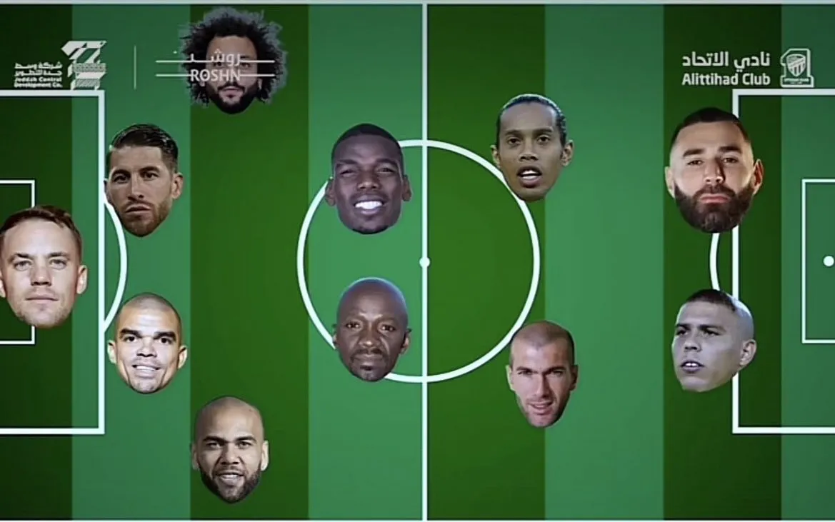 El once que armó Karim Benzema en la charla con las cuentas de redes sociales del Al Ittihad.