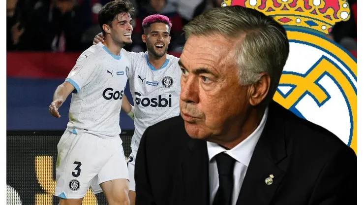 Carlo Ancelotti y jugadores del Girona.