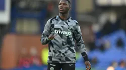 LIVERPOOL, ENGLAND - DECEMBER 10: Moises Caicedo of Chelsea warms up prior to the Premier League match between Everton FC and Chelsea FC at Goodison Park on December 10, 2023 in Liverpool, England. (Photo by Michael Regan/Getty Images)