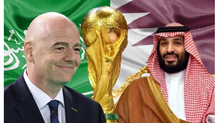 Gianni Infantino, Bin Salman y un Qatar vs. Arabia Saudita de fondo.