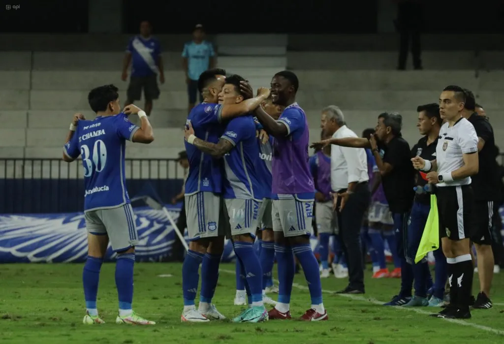 Alexis Zapata anotó el último gol de Emelec en este 2023, en la victoria 2×1 ante Deportivo Cuenca. (Foto: API)
