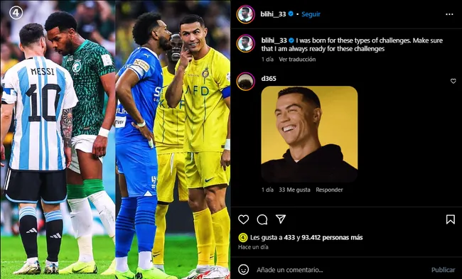 Mensaje contra Messi y Ronaldo