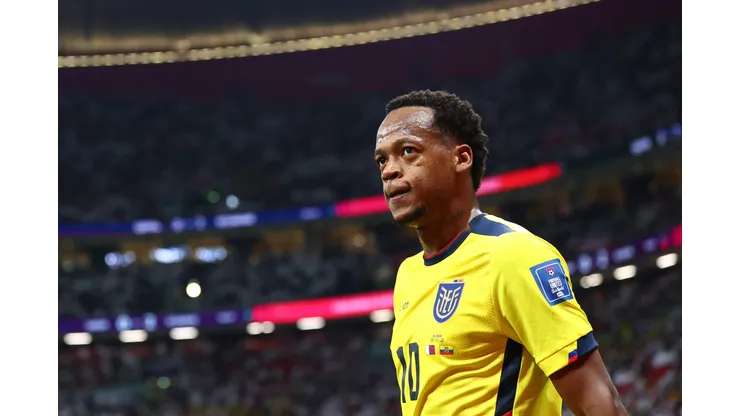 AL KHOR, QATAR - NOVEMBER 20: Romario Ibarra of Ecuador reacts towards fans after being substituted during the FIFA World Cup Qatar 2022 Group A match between Qatar and Ecuador at Al Bayt Stadium on November 20, 2022 in Al Khor, Qatar. (Photo by Francois Nel/Getty Images)