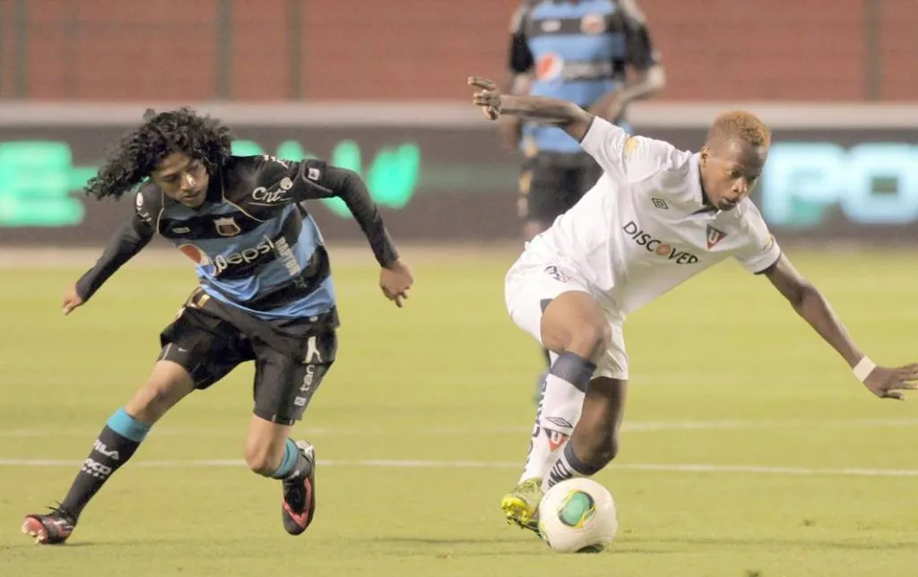 Romario Ibarra cuando era jugador de Liga de Quito en el 2013. Foto: El Universo.