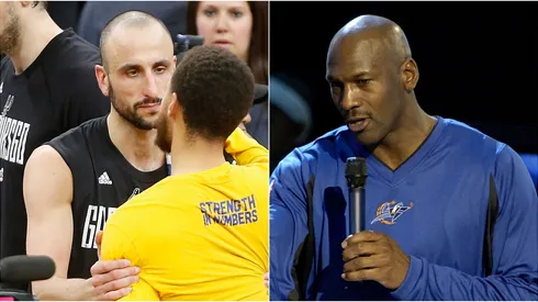 Manu Ginóbili, Stephen Curry y Michael Jordan.