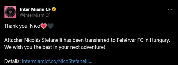 Inter Miami confirmó salida de Stefanelli. (Foto: X / @InterMiamiCF)