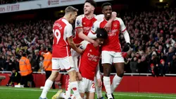 LONDON, ENGLAND - DECEMBER 17: Kai Havertz of Arsenal celebrates with teammates after scoring their team's second goal during the Premier League match between Arsenal FC and Brighton & Hove Albion at Emirates Stadium on December 17, 2023 in London, England. (Photo by Richard Heathcote/Getty Images)