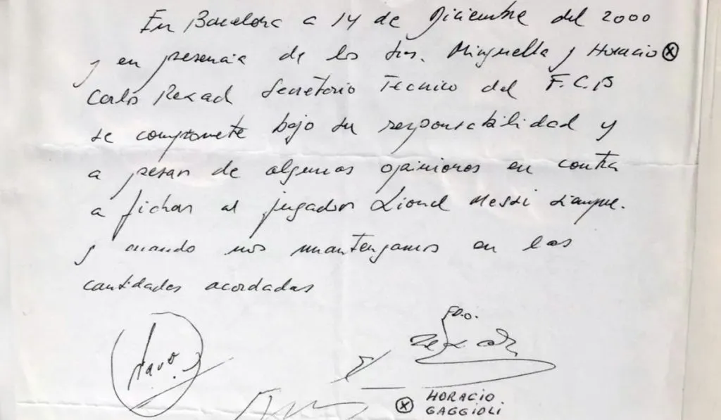 La servilleta que supuso el primer contrato de Messi en Barcelona: Getty Images