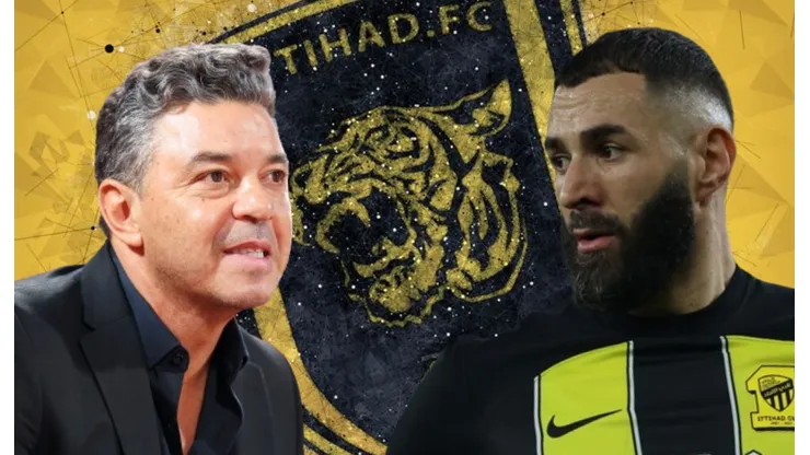 Marcelo Gallardo y Karim Benzema en Al-Ittihad.