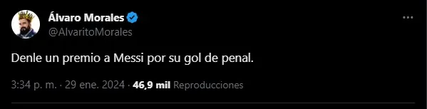 Morales pidió premio para Messi. (Foto: X / @AlvaritoMorales)