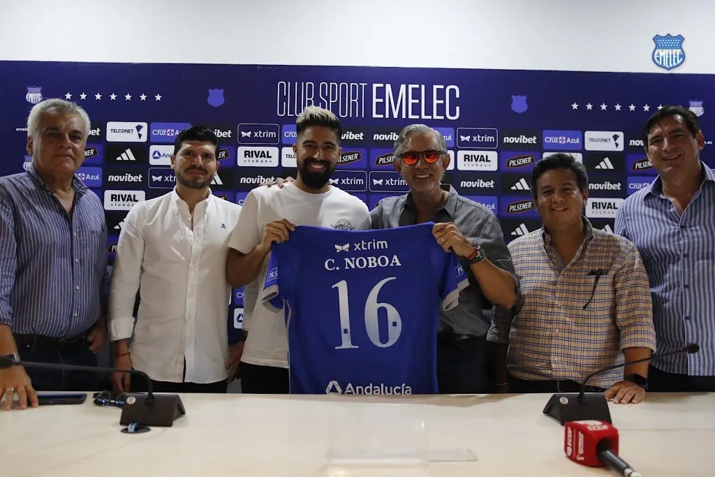 Cristhian Noboa es el último fichaje confirmado de Emelec para este 2024. (Foto: @CSEmelec)