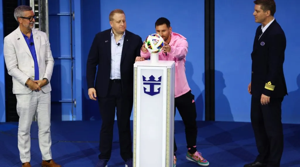 Messi fue la estrella en la presentación de Royal Caribbean como patrocinador de Inter Miami. (Foto: Getty Images)