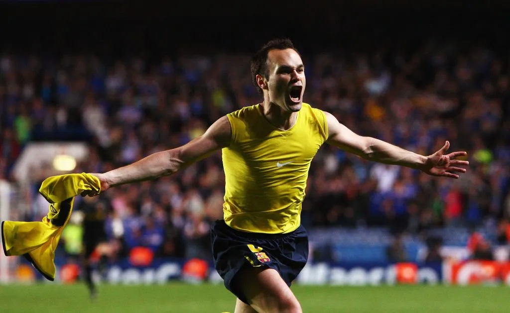 Andrés Iniesta en su gol con el FC Barcelona ante el Chelsea en Stamford Bridge. Foto: Getty.