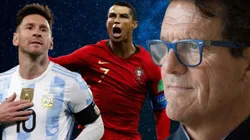 Fabio Capello, Lionel Messi y Cristiano Ronaldo.