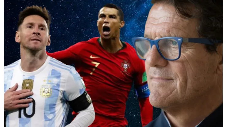 Fabio Capello, Lionel Messi y Cristiano Ronaldo.
