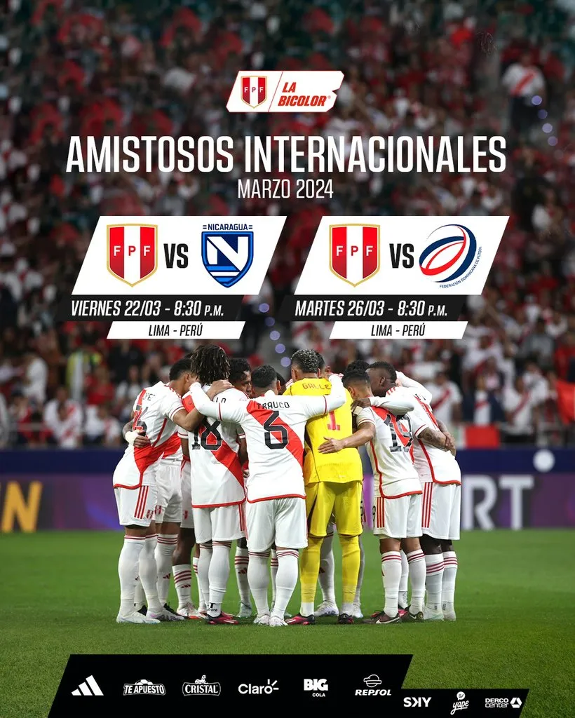 Perú confirmó sus dos amistosos internacionales. (Foto: FPF).
