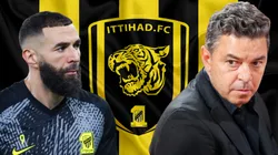 Karim Benzema y Marcelo Gallardo, a horas de verse en Al-Ittihad.