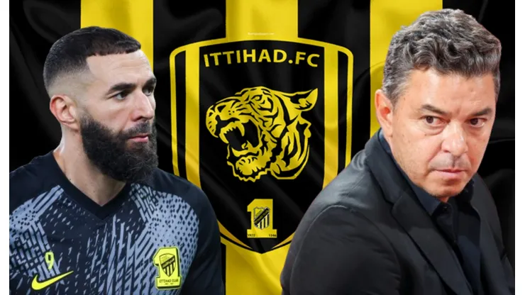 Karim Benzema y Marcelo Gallardo, a horas de verse en Al-Ittihad.