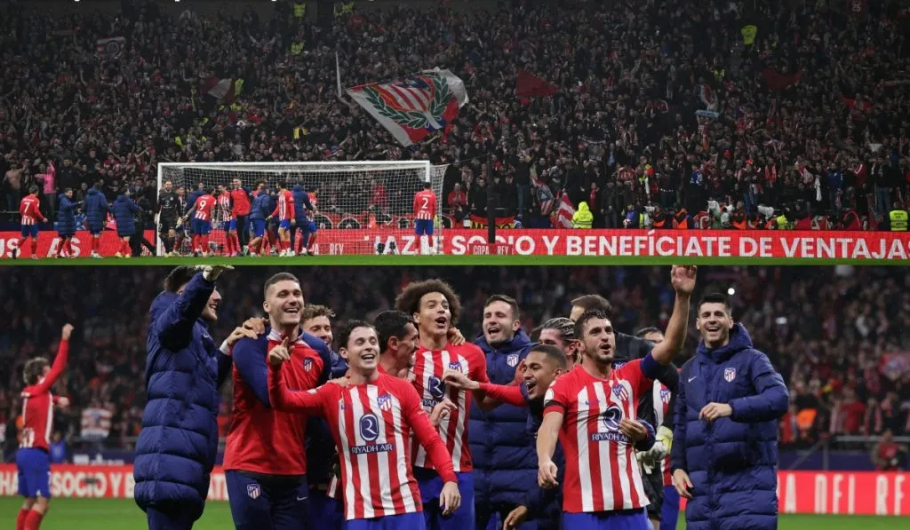 Los jugadores de Diego Simeone festejando el triunfo ante Real Madrid anoche: Getty Images